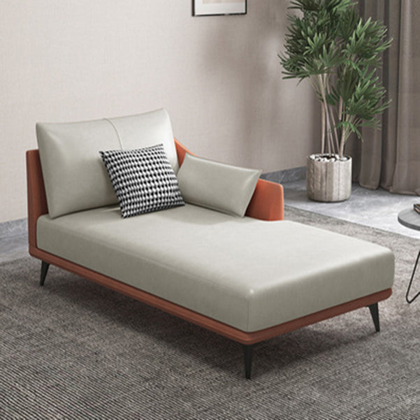 Nordic Style Faux Leather Chaise Recessed Arms Chaise in Solid Color Clearhalo 'Chairs & Seating' 'Chaise Lounge' 'chaise_lounge' 'furn' 'furn_chaise_lounge' 'Furniture' 'Living Room Furniture' 6850996
