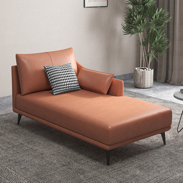 Nordic Style Faux Leather Chaise Recessed Arms Chaise in Solid Color Orange Left-Arm Chaise Clearhalo 'Chairs & Seating' 'Chaise Lounge' 'chaise_lounge' 'furn' 'furn_chaise_lounge' 'Furniture' 'Living Room Furniture' 6850998