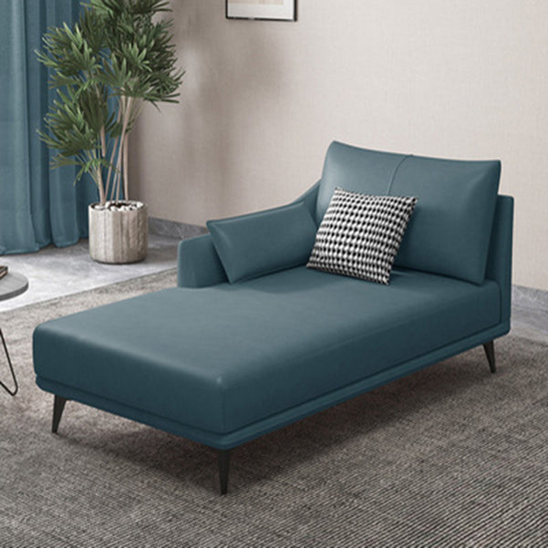 Nordic Style Faux Leather Chaise Recessed Arms Chaise in Solid Color Dark Blue Right-Arm Chaise Clearhalo 'Chairs & Seating' 'Chaise Lounge' 'chaise_lounge' 'furn' 'furn_chaise_lounge' 'Furniture' 'Living Room Furniture' 6850999