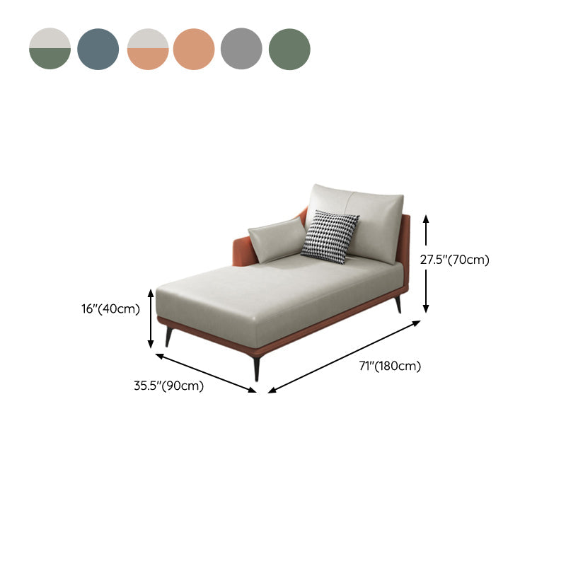 Nordic Style Faux Leather Chaise Recessed Arms Chaise in Solid Color Clearhalo 'Chairs & Seating' 'Chaise Lounge' 'chaise_lounge' 'furn' 'furn_chaise_lounge' 'Furniture' 'Living Room Furniture' 6851001
