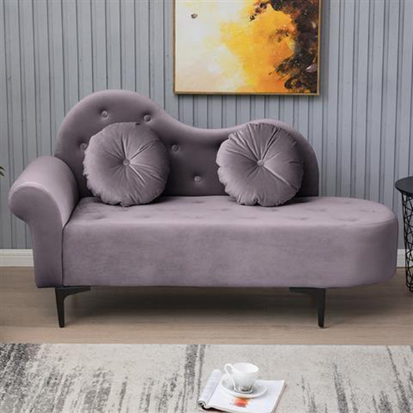 Glam Cushioned Chaise Lounge Round Arms Lounge with 2 Pillows for Living Room Dark Gray Clearhalo 'Chairs & Seating' 'Chaise Lounge' 'chaise_lounge' 'furn' 'furn_chaise_lounge' 'Furniture' 'Living Room Furniture' 6851005