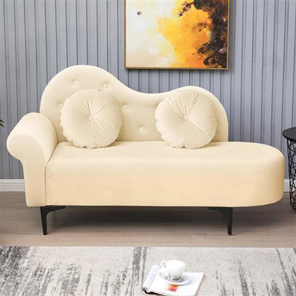 Glam Cushioned Chaise Lounge Round Arms Lounge with 2 Pillows for Living Room Yellow Clearhalo 'Chairs & Seating' 'Chaise Lounge' 'chaise_lounge' 'furn' 'furn_chaise_lounge' 'Furniture' 'Living Room Furniture' 6851011
