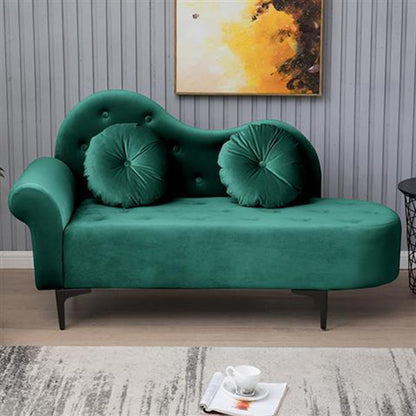 Glam Cushioned Chaise Lounge Round Arms Lounge with 2 Pillows for Living Room Blackish Green Clearhalo 'Chairs & Seating' 'Chaise Lounge' 'chaise_lounge' 'furn' 'furn_chaise_lounge' 'Furniture' 'Living Room Furniture' 6851018