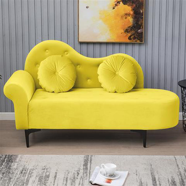 Glam Cushioned Chaise Lounge Round Arms Lounge with 2 Pillows for Living Room Golden Clearhalo 'Chairs & Seating' 'Chaise Lounge' 'chaise_lounge' 'furn' 'furn_chaise_lounge' 'Furniture' 'Living Room Furniture' 6851020