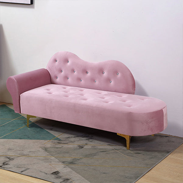 Glam Cushioned Chaise Lounge Round Arms Lounge with 2 Pillows for Living Room Pink Light Gray Clearhalo 'Chairs & Seating' 'Chaise Lounge' 'chaise_lounge' 'furn' 'furn_chaise_lounge' 'Furniture' 'Living Room Furniture' 6851022