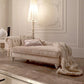 French Country Beige Chaise Lounge with Chenille for Bedroom and Living Room