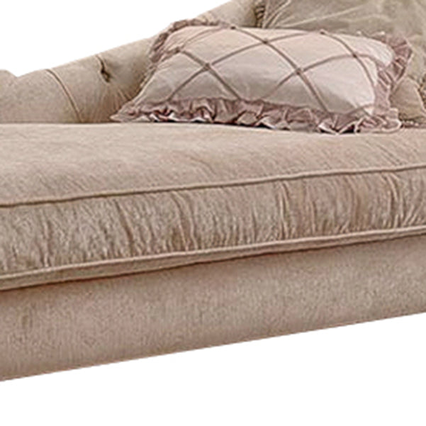 French Country Beige Chaise Lounge with Chenille for Bedroom and Living Room