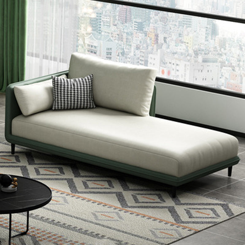 Nordic Chaise Lounge Cushioned Chaise Lounge Chair with Pillow Top Arms Off-White - Dark Green Left-Arm Chaise Clearhalo 'Chairs & Seating' 'Chaise Lounge' 'chaise_lounge' 'furn' 'furn_chaise_lounge' 'Furniture' 'Living Room Furniture' 6851045