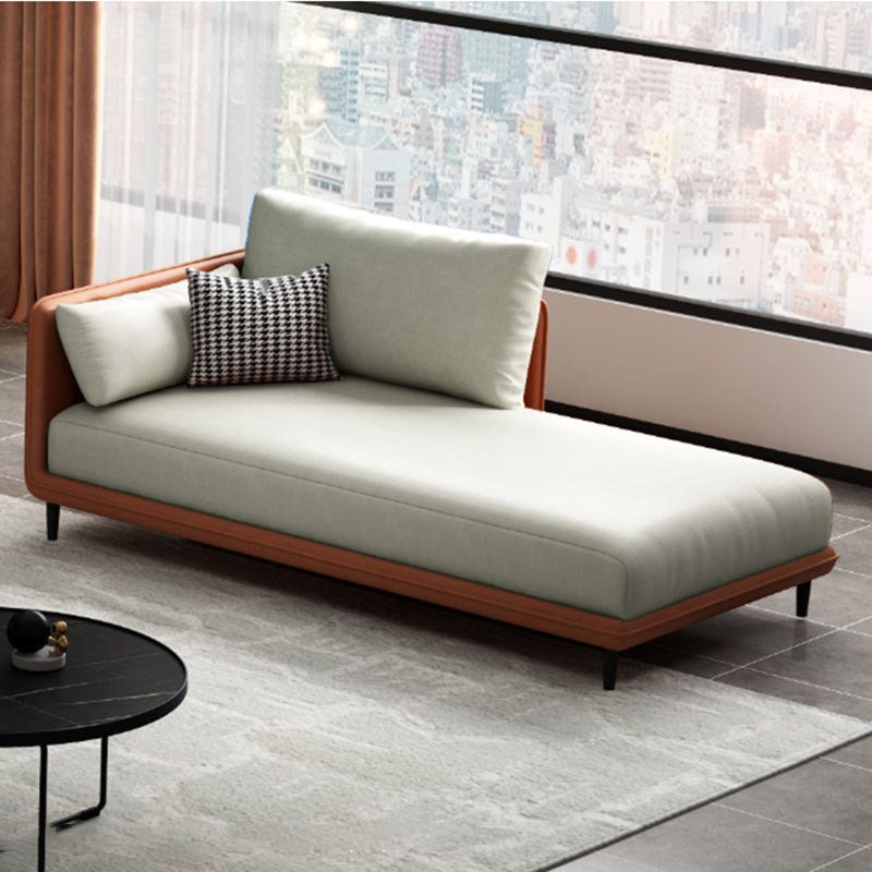 Nordic Chaise Lounge Cushioned Chaise Lounge Chair with Pillow Top Arms Beige Orange Left-Arm Chaise Clearhalo 'Chairs & Seating' 'Chaise Lounge' 'chaise_lounge' 'furn' 'furn_chaise_lounge' 'Furniture' 'Living Room Furniture' 6851048