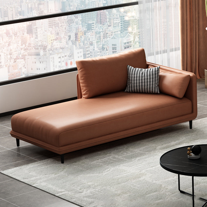 Nordic Chaise Lounge Cushioned Chaise Lounge Chair with Pillow Top Arms Orange Right-Arm Chaise Clearhalo 'Chairs & Seating' 'Chaise Lounge' 'chaise_lounge' 'furn' 'furn_chaise_lounge' 'Furniture' 'Living Room Furniture' 6851049