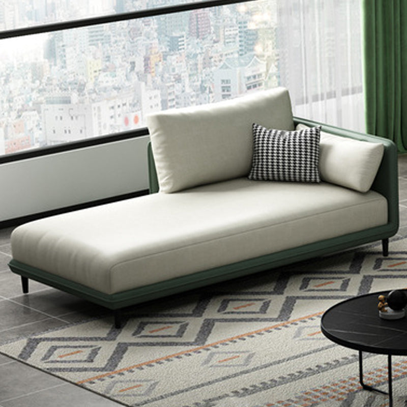Nordic Chaise Lounge Cushioned Chaise Lounge Chair with Pillow Top Arms Off-White - Dark Green Right-Arm Chaise Clearhalo 'Chairs & Seating' 'Chaise Lounge' 'chaise_lounge' 'furn' 'furn_chaise_lounge' 'Furniture' 'Living Room Furniture' 6851056