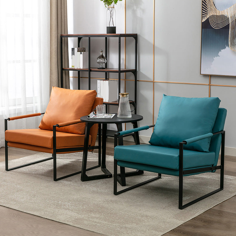Industrial Metal Armchair Leather Upholstered Accent Armchair Clearhalo 'Accent Chairs' 'accent_chairs' 'Chairs & Seating' 'furn' 'furn_accent_chairs' 'Furniture' 'Living Room Furniture' 6851155