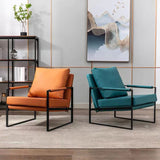 Industrial Metal Armchair Leather Upholstered Accent Armchair Clearhalo 'Accent Chairs' 'accent_chairs' 'Chairs & Seating' 'furn' 'furn_accent_chairs' 'Furniture' 'Living Room Furniture' 6851158