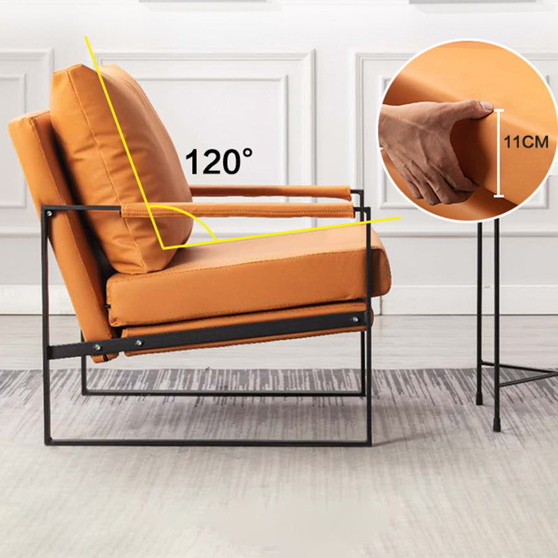 Industrial Metal Armchair Leather Upholstered Accent Armchair Clearhalo 'Accent Chairs' 'accent_chairs' 'Chairs & Seating' 'furn' 'furn_accent_chairs' 'Furniture' 'Living Room Furniture' 6851170