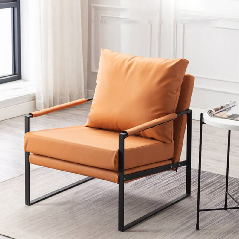 Industrial Metal Armchair Leather Upholstered Accent Armchair Clearhalo 'Accent Chairs' 'accent_chairs' 'Chairs & Seating' 'furn' 'furn_accent_chairs' 'Furniture' 'Living Room Furniture' 6851175