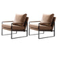 Industrial Metal Armchair Leather Upholstered Accent Armchair Brown Microfiber Leather 2 Piece Set Clearhalo 'Accent Chairs' 'accent_chairs' 'Chairs & Seating' 'furn' 'furn_accent_chairs' 'Furniture' 'Living Room Furniture' 6851177