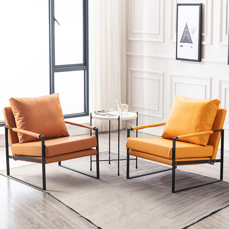 Industrial Metal Armchair Leather Upholstered Accent Armchair Clearhalo 'Accent Chairs' 'accent_chairs' 'Chairs & Seating' 'furn' 'furn_accent_chairs' 'Furniture' 'Living Room Furniture' 6851178