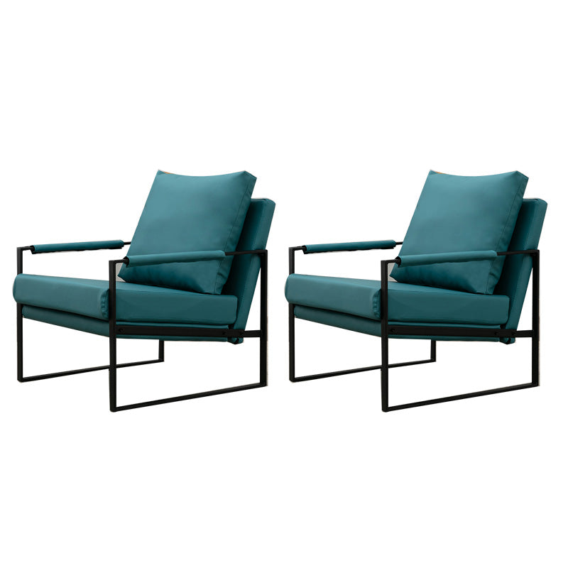 Industrial Metal Armchair Leather Upholstered Accent Armchair Blue Microfiber Leather 2 Piece Set Clearhalo 'Accent Chairs' 'accent_chairs' 'Chairs & Seating' 'furn' 'furn_accent_chairs' 'Furniture' 'Living Room Furniture' 6851181