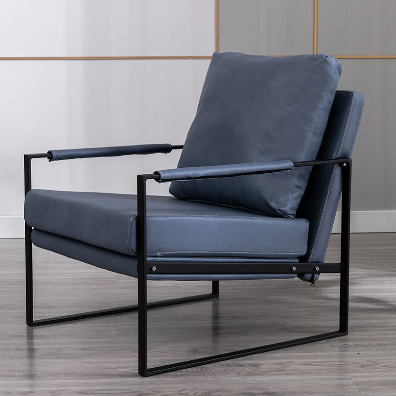 Industrial Metal Armchair Leather Upholstered Accent Armchair Blue Tech Cloth 1 Piece Clearhalo 'Accent Chairs' 'accent_chairs' 'Chairs & Seating' 'furn' 'furn_accent_chairs' 'Furniture' 'Living Room Furniture' 6851184