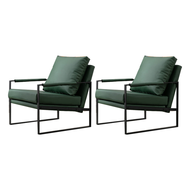 Industrial Metal Armchair Leather Upholstered Accent Armchair Green Microfiber Leather 2 Piece Set Clearhalo 'Accent Chairs' 'accent_chairs' 'Chairs & Seating' 'furn' 'furn_accent_chairs' 'Furniture' 'Living Room Furniture' 6851187