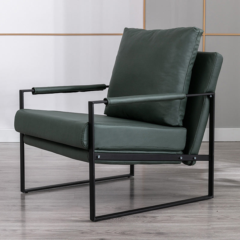 Industrial Metal Armchair Leather Upholstered Accent Armchair Green Tech Cloth 1 Piece Clearhalo 'Accent Chairs' 'accent_chairs' 'Chairs & Seating' 'furn' 'furn_accent_chairs' 'Furniture' 'Living Room Furniture' 6851188