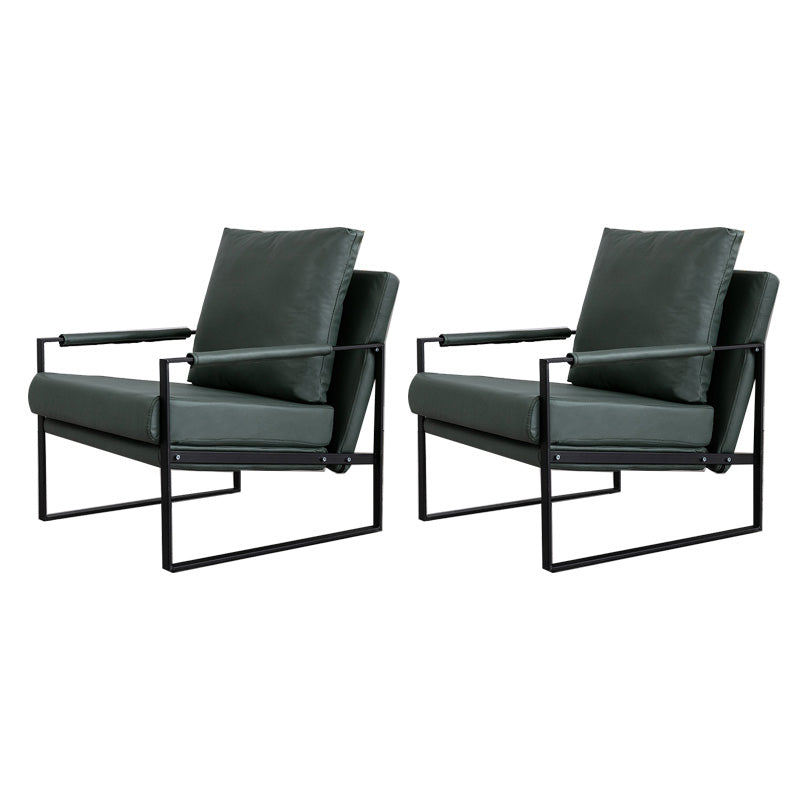 Industrial Metal Armchair Leather Upholstered Accent Armchair Green Tech Cloth 2 Piece Set Clearhalo 'Accent Chairs' 'accent_chairs' 'Chairs & Seating' 'furn' 'furn_accent_chairs' 'Furniture' 'Living Room Furniture' 6851189