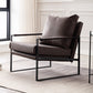Industrial Metal Armchair Leather Upholstered Accent Armchair Coffee Microfiber Leather 1 Piece Clearhalo 'Accent Chairs' 'accent_chairs' 'Chairs & Seating' 'furn' 'furn_accent_chairs' 'Furniture' 'Living Room Furniture' 6851190