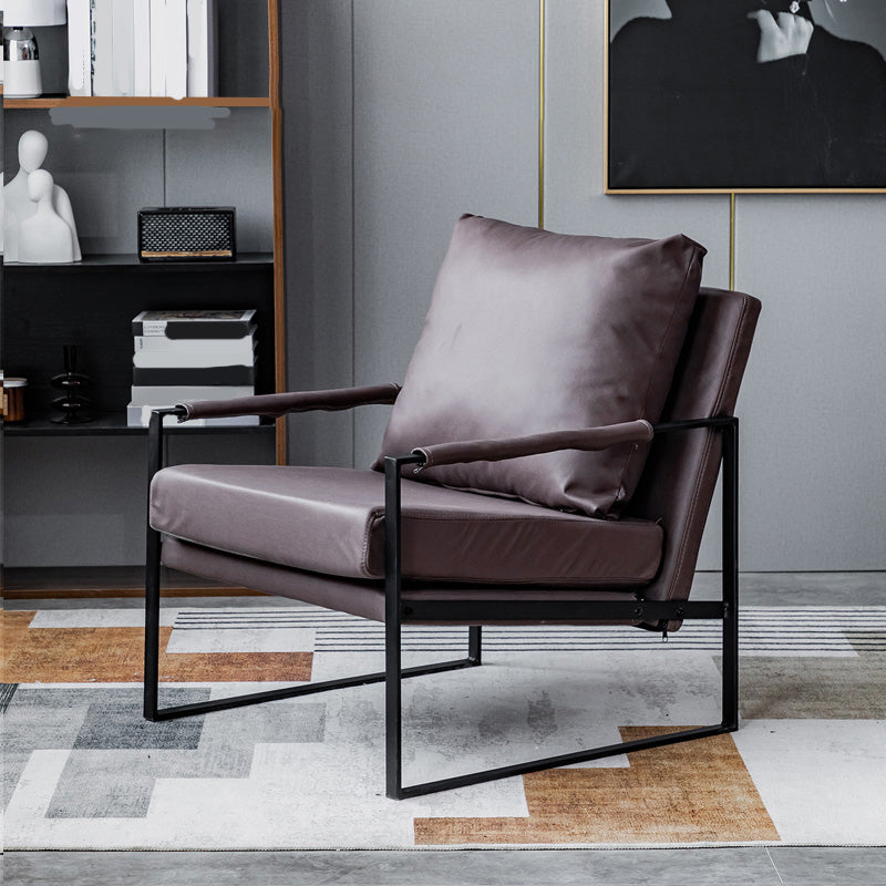 Industrial Metal Armchair Leather Upholstered Accent Armchair Coffee Tech Cloth 1 Piece Clearhalo 'Accent Chairs' 'accent_chairs' 'Chairs & Seating' 'furn' 'furn_accent_chairs' 'Furniture' 'Living Room Furniture' 6851192