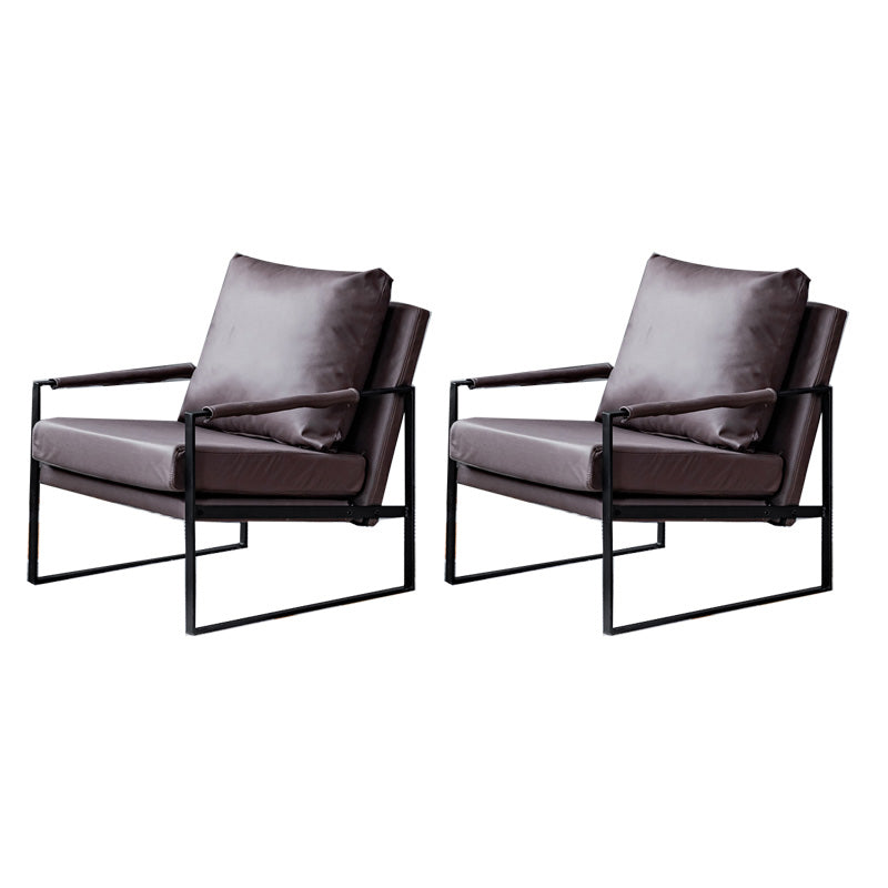 Industrial Metal Armchair Leather Upholstered Accent Armchair Coffee Tech Cloth 2 Piece Set Clearhalo 'Accent Chairs' 'accent_chairs' 'Chairs & Seating' 'furn' 'furn_accent_chairs' 'Furniture' 'Living Room Furniture' 6851193