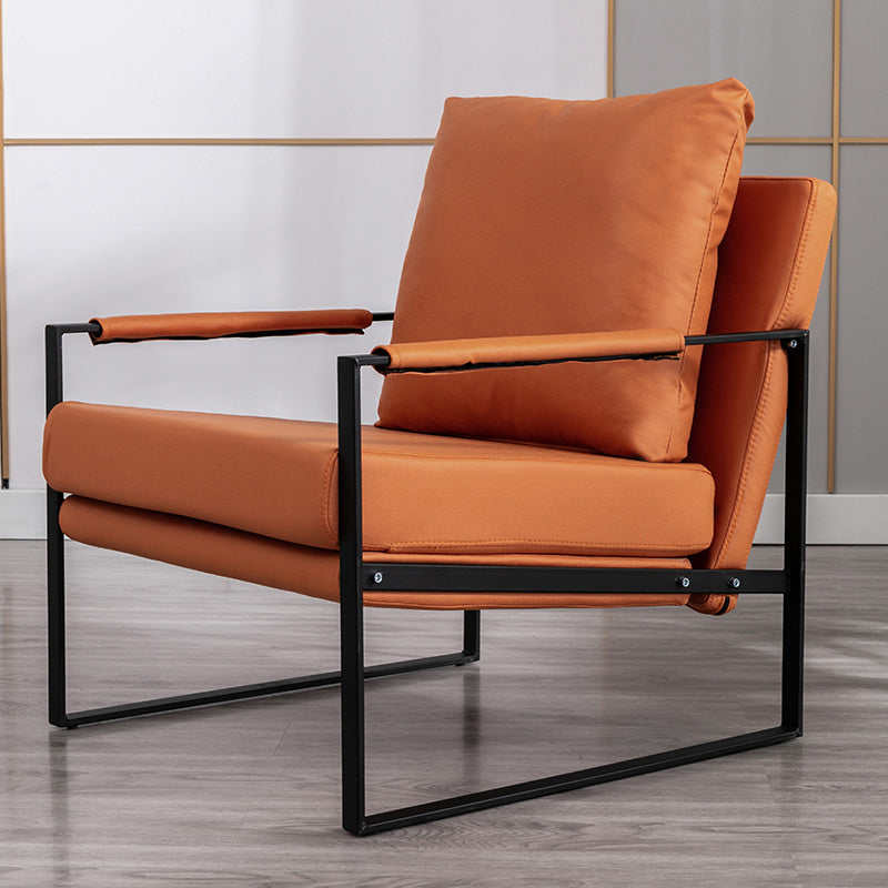 Industrial Metal Armchair Leather Upholstered Accent Armchair Orange Tech Cloth 1 Piece Clearhalo 'Accent Chairs' 'accent_chairs' 'Chairs & Seating' 'furn' 'furn_accent_chairs' 'Furniture' 'Living Room Furniture' 6851196