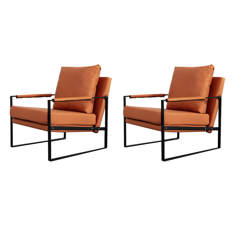 Industrial Metal Armchair Leather Upholstered Accent Armchair Orange Tech Cloth 2 Piece Set Clearhalo 'Accent Chairs' 'accent_chairs' 'Chairs & Seating' 'furn' 'furn_accent_chairs' 'Furniture' 'Living Room Furniture' 6851197