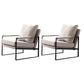 Industrial Metal Armchair Leather Upholstered Accent Armchair Off-White Microfiber Leather 2 Piece Set Clearhalo 'Accent Chairs' 'accent_chairs' 'Chairs & Seating' 'furn' 'furn_accent_chairs' 'Furniture' 'Living Room Furniture' 6851199