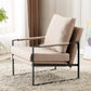 Industrial Metal Armchair Leather Upholstered Accent Armchair Off-White Tech Cloth 1 Piece Clearhalo 'Accent Chairs' 'accent_chairs' 'Chairs & Seating' 'furn' 'furn_accent_chairs' 'Furniture' 'Living Room Furniture' 6851200