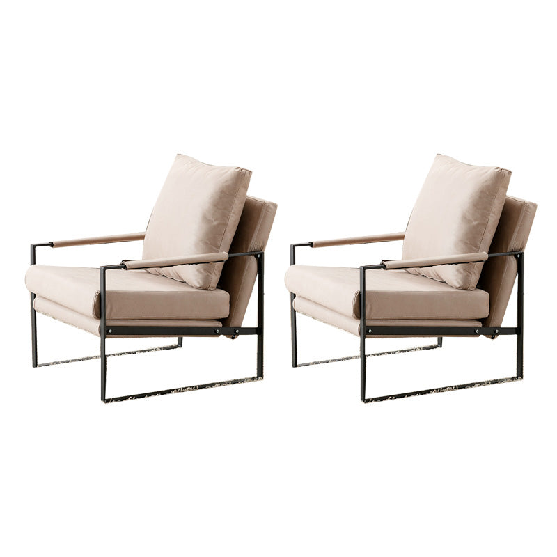 Industrial Metal Armchair Leather Upholstered Accent Armchair Off-White Tech Cloth 2 Piece Set Clearhalo 'Accent Chairs' 'accent_chairs' 'Chairs & Seating' 'furn' 'furn_accent_chairs' 'Furniture' 'Living Room Furniture' 6851201