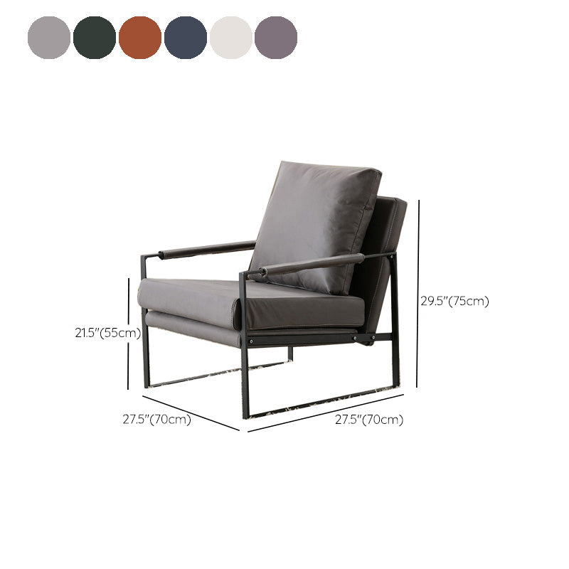 Industrial Metal Armchair Leather Upholstered Accent Armchair Clearhalo 'Accent Chairs' 'accent_chairs' 'Chairs & Seating' 'furn' 'furn_accent_chairs' 'Furniture' 'Living Room Furniture' 6851203
