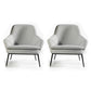 Mid-century Faux Leather ArmChair Fixed Back Flared Arms Chair Nappa Gray 2 Piece Set Clearhalo 'Accent Chairs' 'accent_chairs' 'Chairs & Seating' 'furn' 'furn_accent_chairs' 'Furniture' 'Living Room Furniture' 6851263