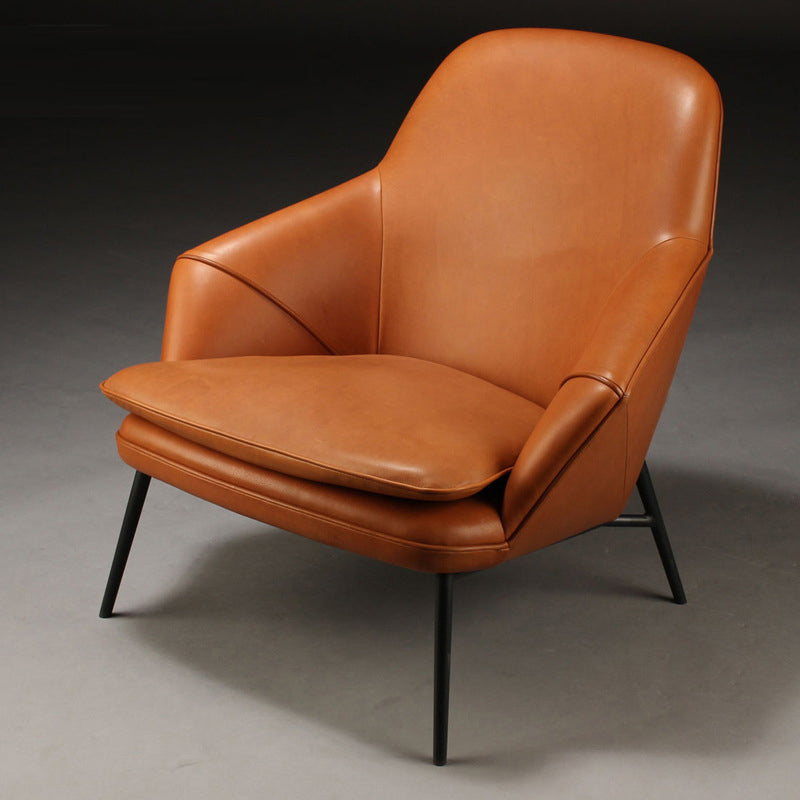 Mid-century Faux Leather ArmChair Fixed Back Flared Arms Chair Clearhalo 'Accent Chairs' 'accent_chairs' 'Chairs & Seating' 'furn' 'furn_accent_chairs' 'Furniture' 'Living Room Furniture' 6851266