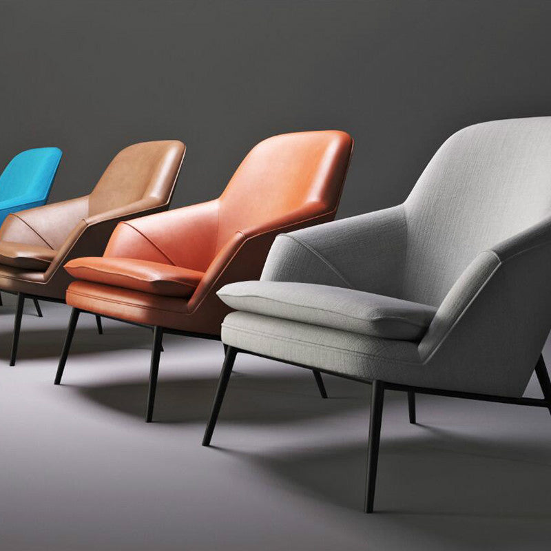 Mid-century Faux Leather ArmChair Fixed Back Flared Arms Chair Clearhalo 'Accent Chairs' 'accent_chairs' 'Chairs & Seating' 'furn' 'furn_accent_chairs' 'Furniture' 'Living Room Furniture' 6851268