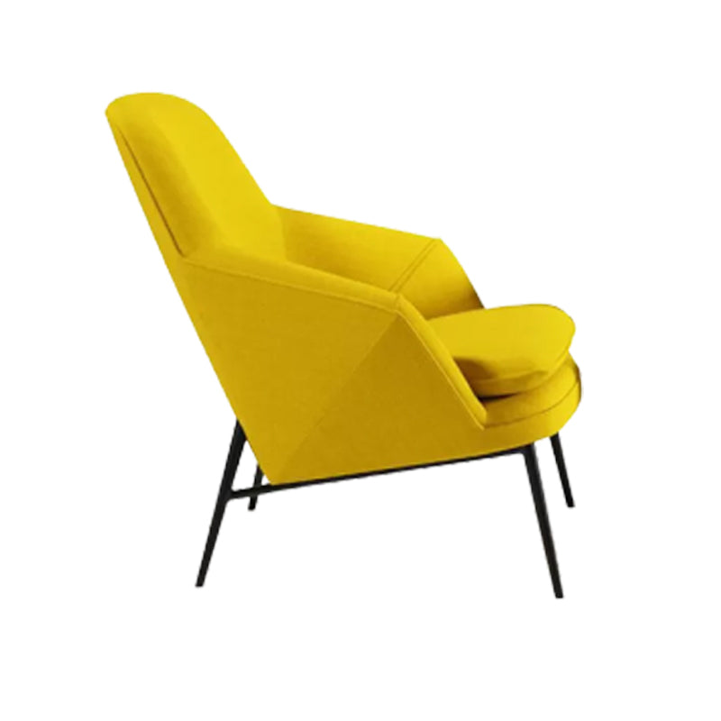 Mid-century Faux Leather ArmChair Fixed Back Flared Arms Chair Nappa Yellow 1 Piece Clearhalo 'Accent Chairs' 'accent_chairs' 'Chairs & Seating' 'furn' 'furn_accent_chairs' 'Furniture' 'Living Room Furniture' 6851270