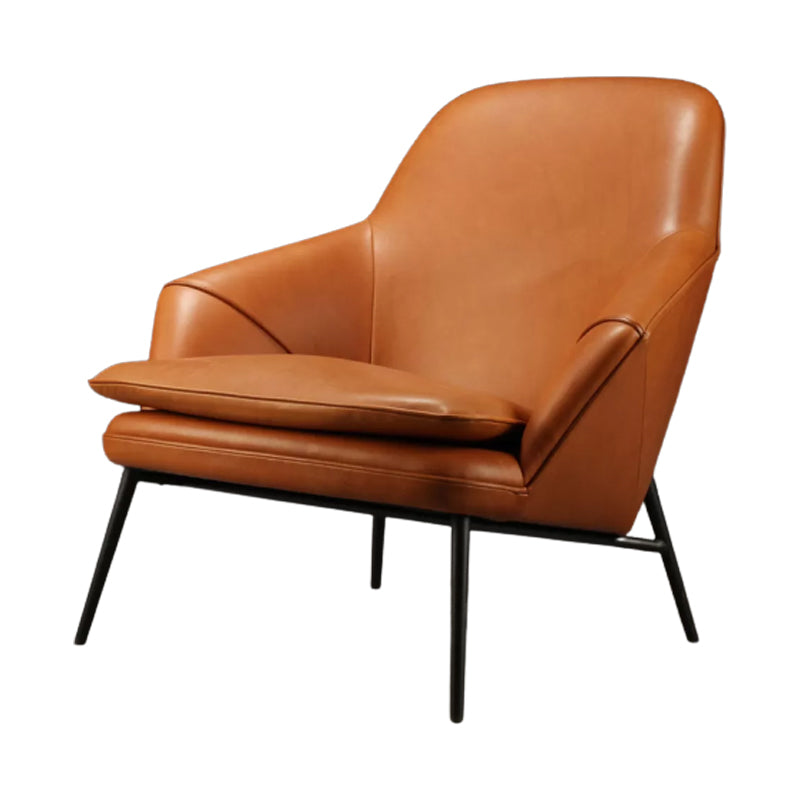 Mid-century Faux Leather ArmChair Fixed Back Flared Arms Chair Nappa Brown 1 Piece Clearhalo 'Accent Chairs' 'accent_chairs' 'Chairs & Seating' 'furn' 'furn_accent_chairs' 'Furniture' 'Living Room Furniture' 6851277