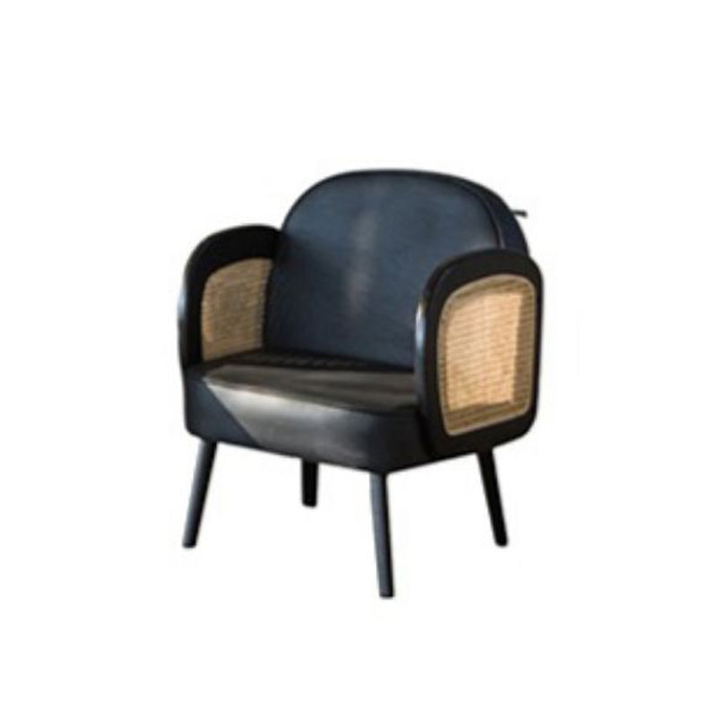 Industrial Upholstered Accent Armchair 4 Legs Wood Frame Armchair Black Faux Leather 1 Piece Clearhalo 'Accent Chairs' 'accent_chairs' 'Chairs & Seating' 'furn' 'furn_accent_chairs' 'Furniture' 'Living Room Furniture' 6851336
