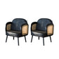 Industrial Upholstered Accent Armchair 4 Legs Wood Frame Armchair Black Faux Leather 2 Piece Set Clearhalo 'Accent Chairs' 'accent_chairs' 'Chairs & Seating' 'furn' 'furn_accent_chairs' 'Furniture' 'Living Room Furniture' 6851337