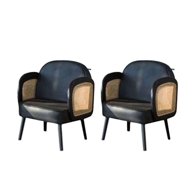 Industrial Upholstered Accent Armchair 4 Legs Wood Frame Armchair Black Faux Leather 2 Piece Set Clearhalo 'Accent Chairs' 'accent_chairs' 'Chairs & Seating' 'furn' 'furn_accent_chairs' 'Furniture' 'Living Room Furniture' 6851337