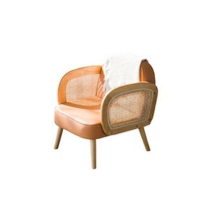 Industrial Upholstered Accent Armchair 4 Legs Wood Frame Armchair Orange Faux Leather 1 Piece Clearhalo 'Accent Chairs' 'accent_chairs' 'Chairs & Seating' 'furn' 'furn_accent_chairs' 'Furniture' 'Living Room Furniture' 6851348