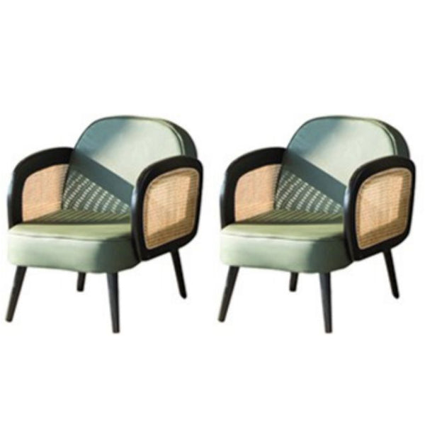 Industrial Upholstered Accent Armchair 4 Legs Wood Frame Armchair Green Faux Leather 2 Piece Set Clearhalo 'Accent Chairs' 'accent_chairs' 'Chairs & Seating' 'furn' 'furn_accent_chairs' 'Furniture' 'Living Room Furniture' 6851354