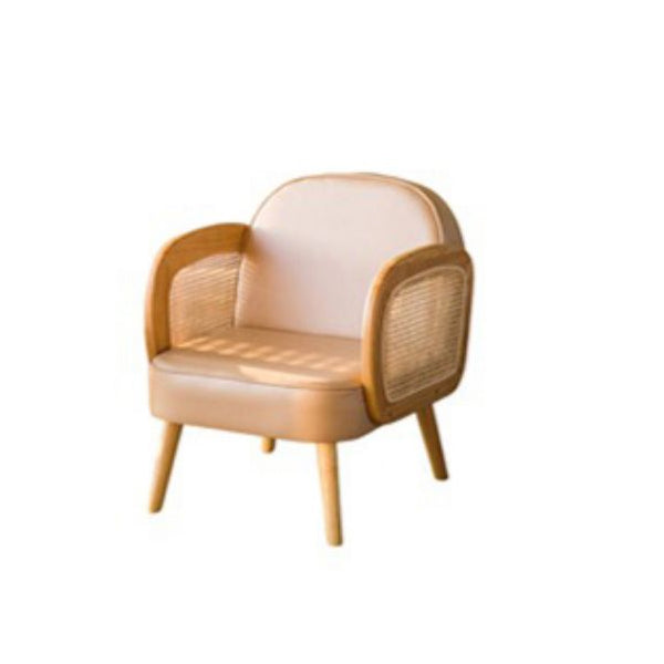 Industrial Upholstered Accent Armchair 4 Legs Wood Frame Armchair Khaki Faux Leather 1 Piece Clearhalo 'Accent Chairs' 'accent_chairs' 'Chairs & Seating' 'furn' 'furn_accent_chairs' 'Furniture' 'Living Room Furniture' 6851356