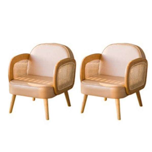 Industrial Upholstered Accent Armchair 4 Legs Wood Frame Armchair Khaki Faux Leather 2 Piece Set Clearhalo 'Accent Chairs' 'accent_chairs' 'Chairs & Seating' 'furn' 'furn_accent_chairs' 'Furniture' 'Living Room Furniture' 6851358