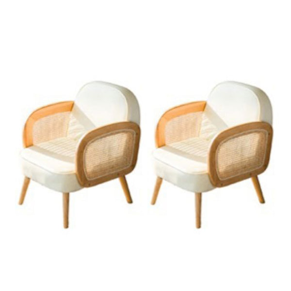 Industrial Upholstered Accent Armchair 4 Legs Wood Frame Armchair Beige Faux Leather 2 Piece Set Clearhalo 'Accent Chairs' 'accent_chairs' 'Chairs & Seating' 'furn' 'furn_accent_chairs' 'Furniture' 'Living Room Furniture' 6851362