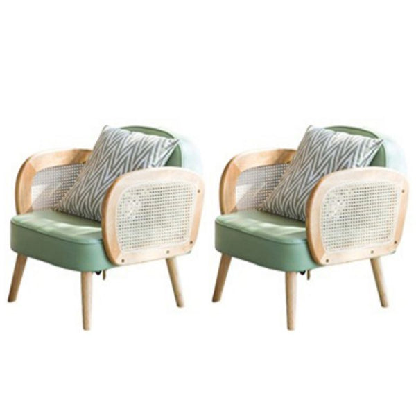 Industrial Upholstered Accent Armchair 4 Legs Wood Frame Armchair Olive Green Faux Leather 2 Piece Set Clearhalo 'Accent Chairs' 'accent_chairs' 'Chairs & Seating' 'furn' 'furn_accent_chairs' 'Furniture' 'Living Room Furniture' 6851365