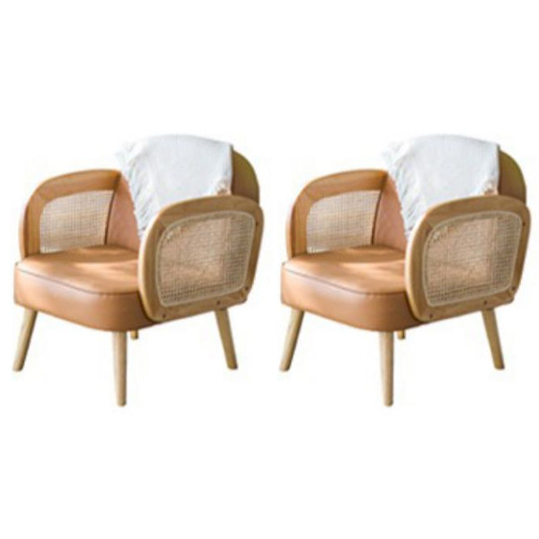 Industrial Upholstered Accent Armchair 4 Legs Wood Frame Armchair Orange Faux Leather 2 Piece Set Clearhalo 'Accent Chairs' 'accent_chairs' 'Chairs & Seating' 'furn' 'furn_accent_chairs' 'Furniture' 'Living Room Furniture' 6851367